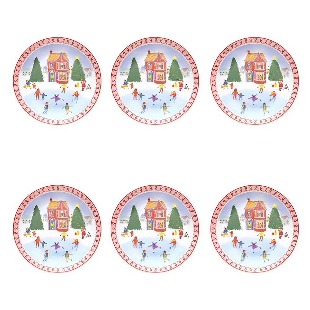 6PK Porto Porcelain Night Before Dinner Plate 20cm Ice Skating