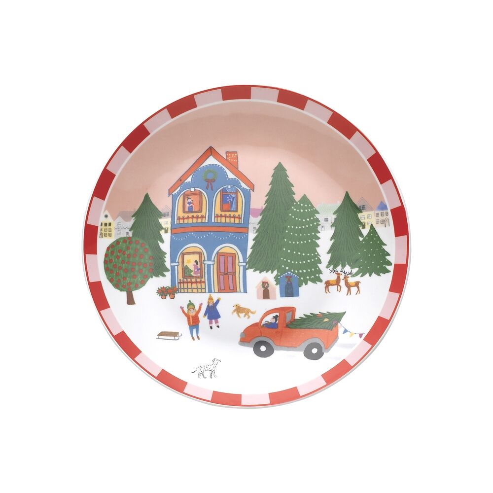 6PK Porto Porcelain Night Before Christmas Dinner Plate 20cm Red Truck
