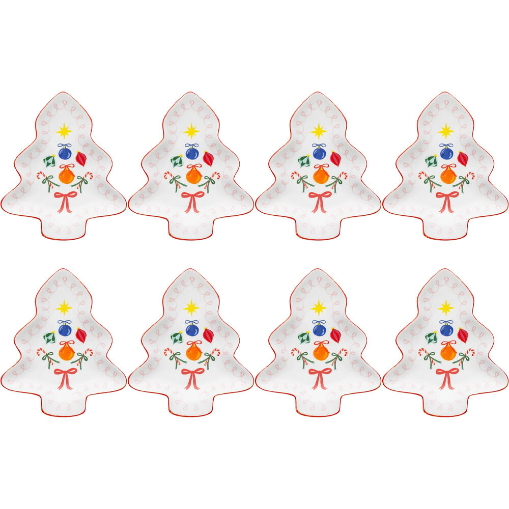 8PK Porto Porcelain Night Before Tree Plate 15cm Multi-Coloured