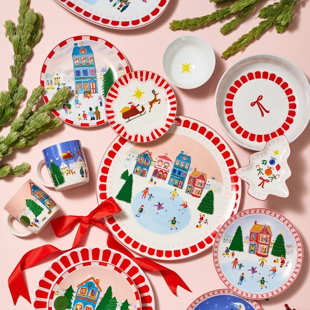 8PK Porto Porcelain Night Before Tree Plate 15cm Multi-Coloured
