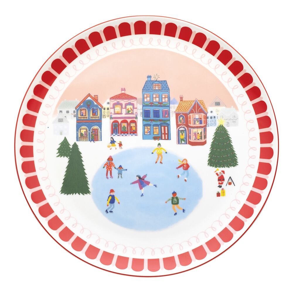 2PK Porto Night Before Round New Bone China Serving Plate 32cm Multi-Coloured