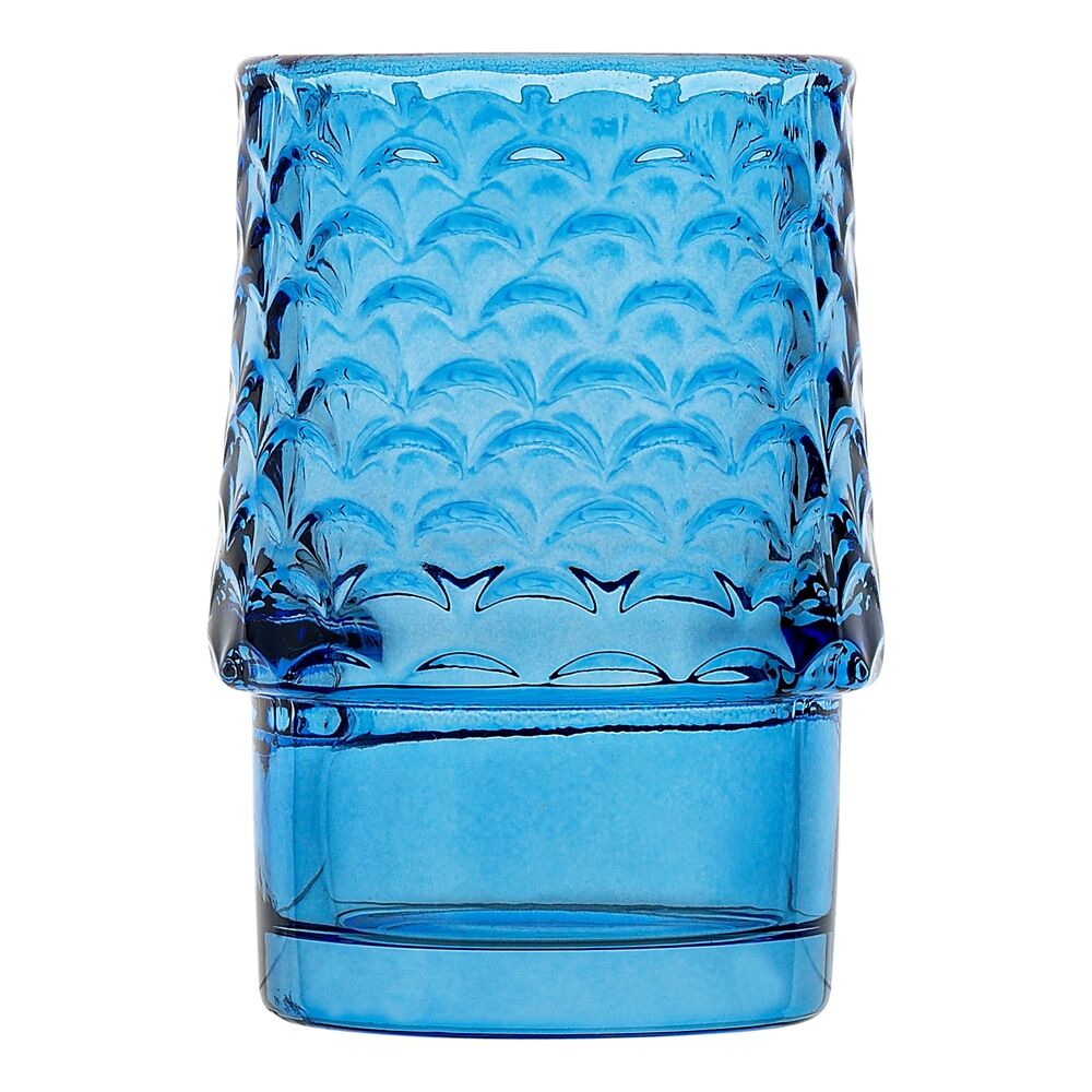 4pc Porto Mare Fish-Shaped Soda Lime Glass Tumblers Cups 210ml Blue