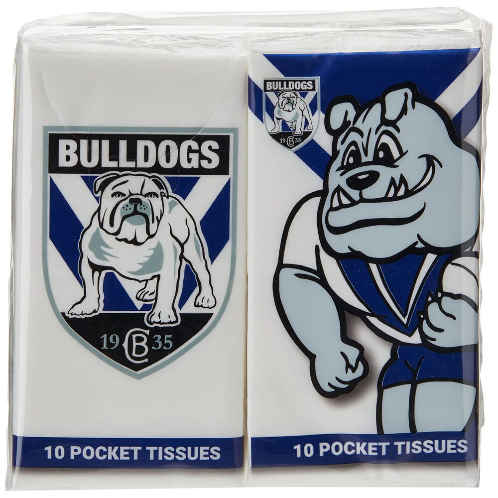 24pc NRL Soft & Absorbent Pocket Tissues - Bulldogs Mascot