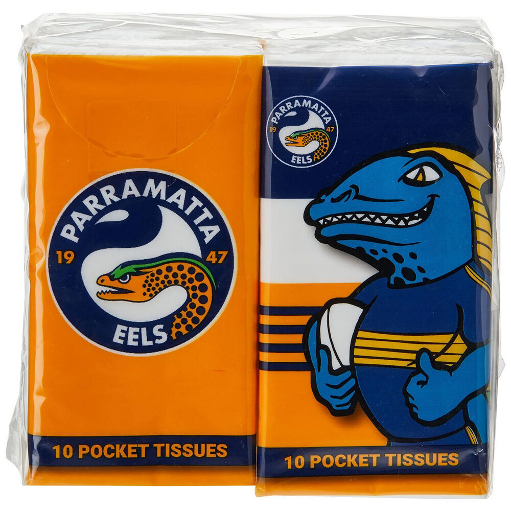 24pc NRL Soft & Absorbent Pocket Tissues - Eels Mascot
