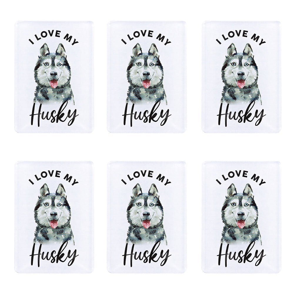6PK Splosh Pet Lovers Husky 7cm Acrylic Magnet Fridge Decor - White