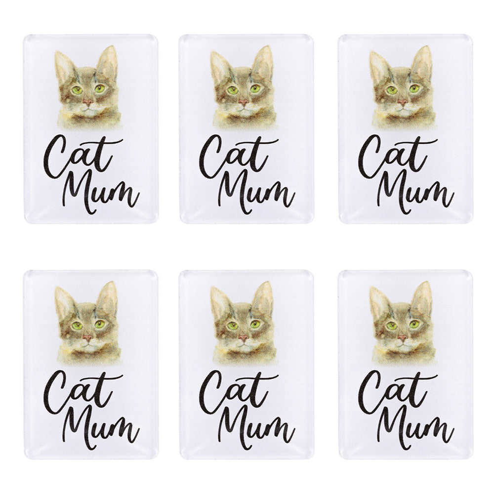 6PK Splosh Pet Lovers Cat Mum 7cm Acrylic Magnet Fridge Decor - White