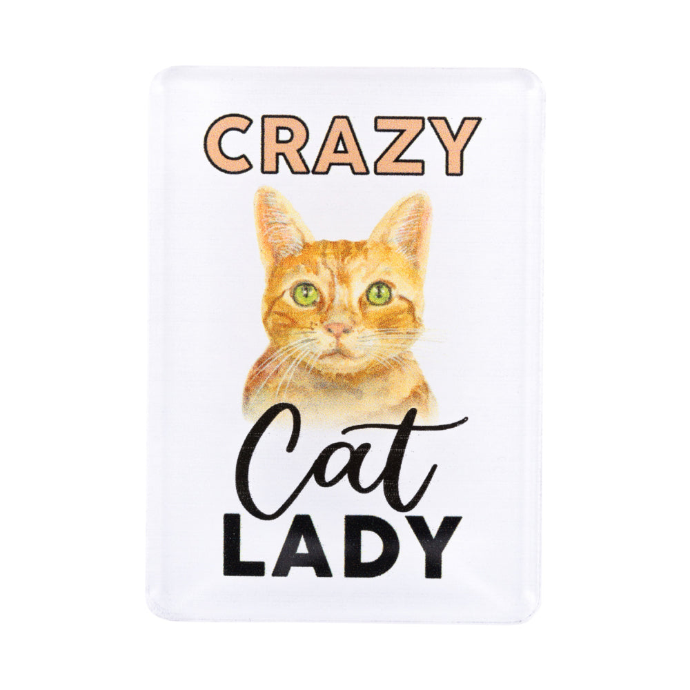 6PK Splosh Pet Lovers Crazy Cat Lady 7cm Acrylic Magnet Fridge Decor - White