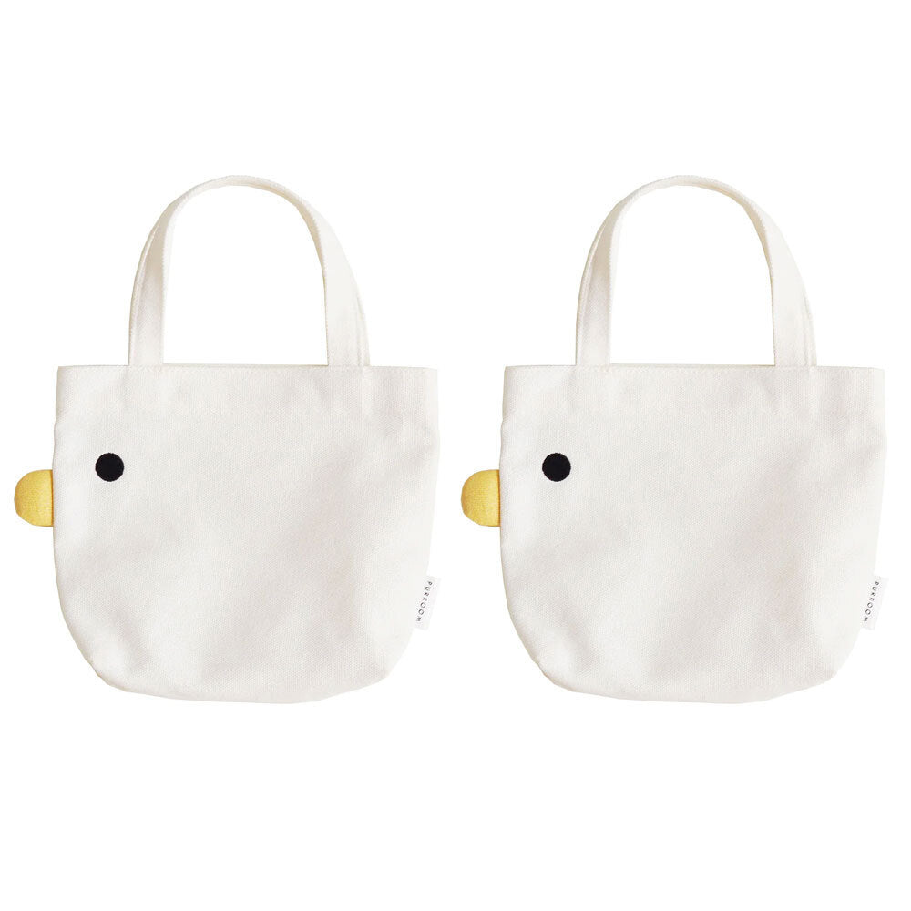 2PK Purroom 23x21cm Chick Cotton/Canvas Tote Bag Small - White