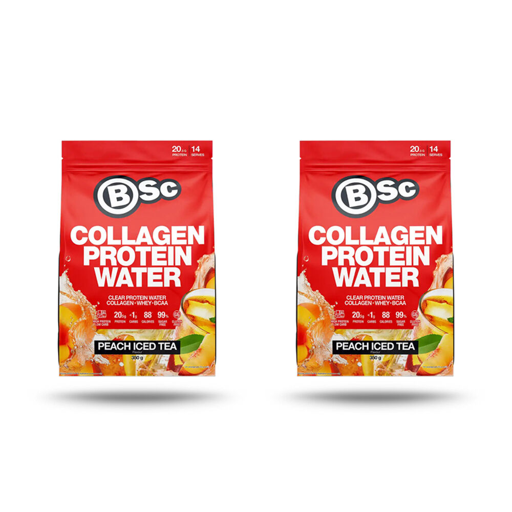 2PK BSc Collagen Protein Water Drink Mix Post Workout 350g Peach Iced Tea