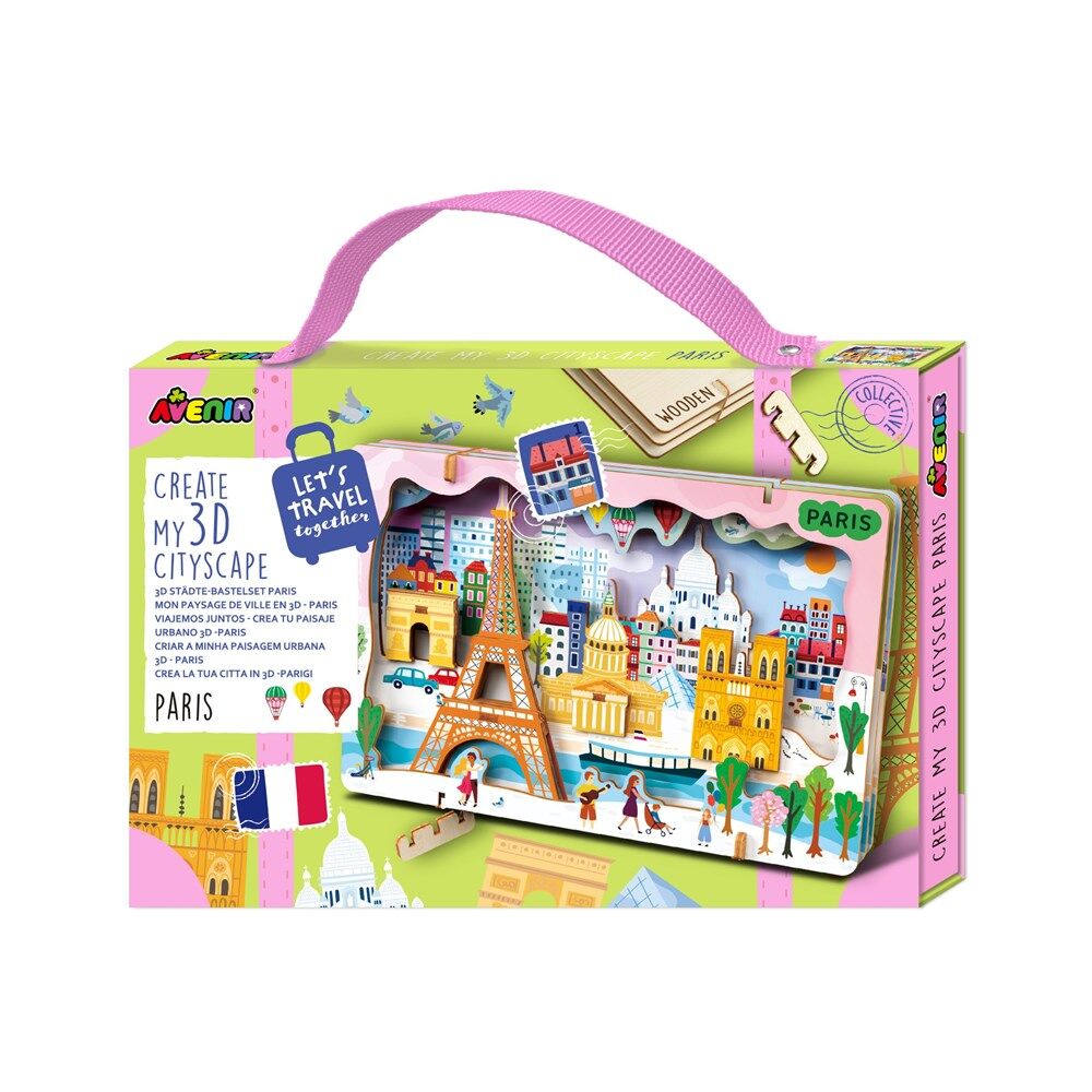 2pc Avenir Create My 3D Cityscape Wooden Puzzles Paris and New York Set 6y+
