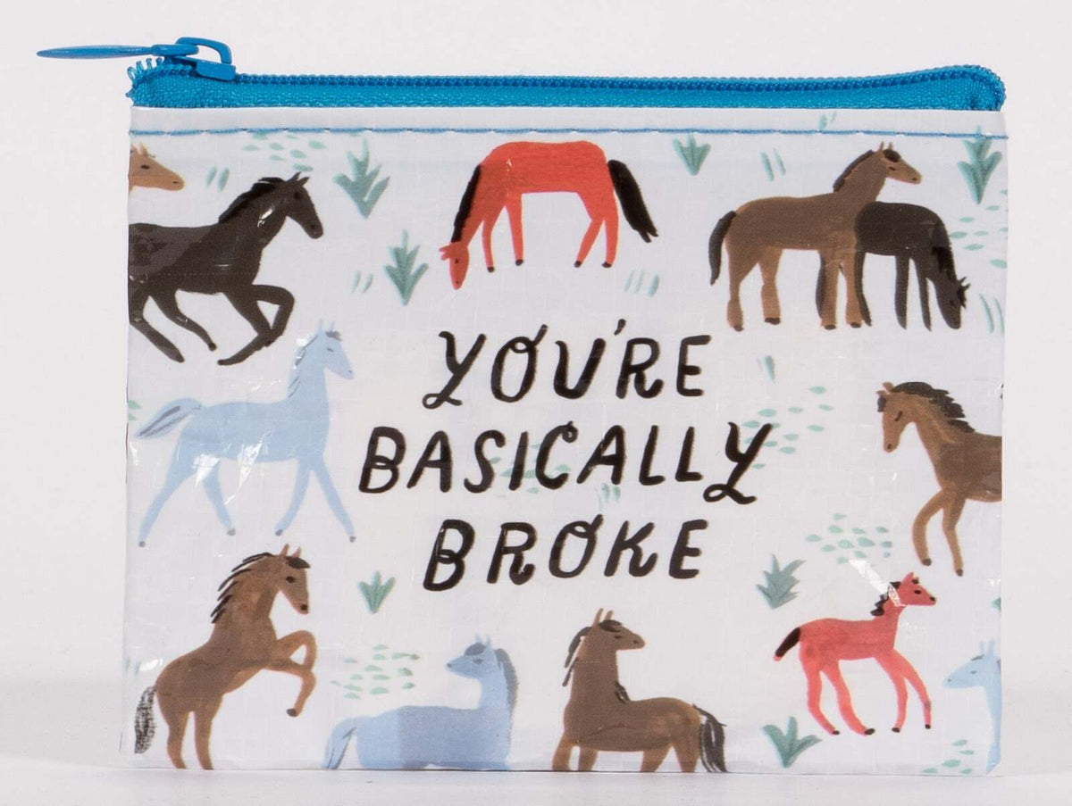 2x Blue Q You're Basically Broke 10cm Coin Purse Money Pouch Wallet