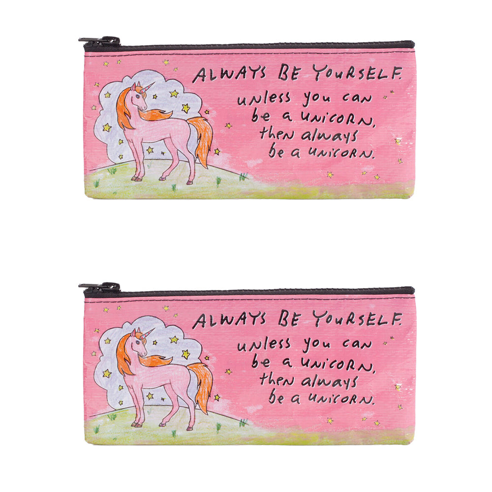 2x Blue Q Always Be A Unicorn 22x11cm Pencil Case Storage Organiser