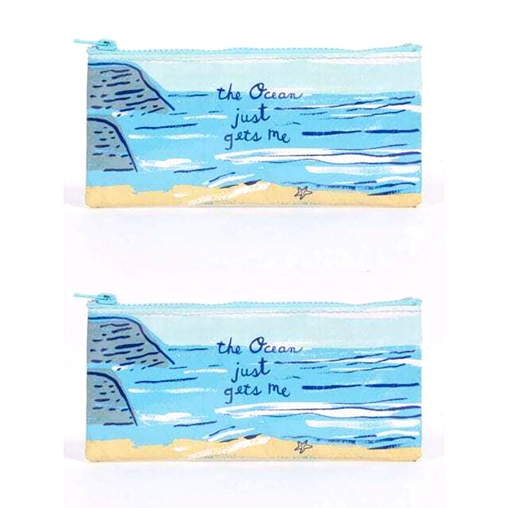 2x Blue Q Ocean Gets Me 22x11cm Pencil Case Storage Organiser