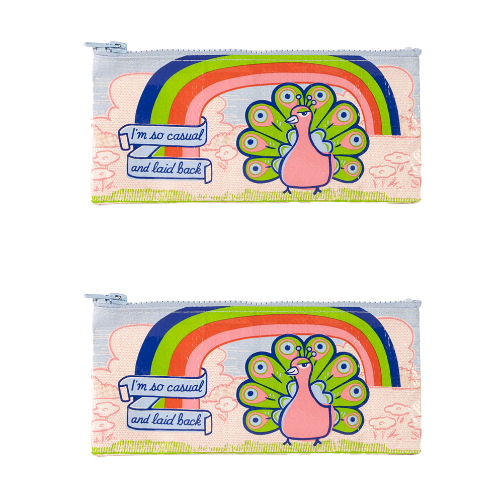 2x Blue Q I'm So Casual 22x11cm Pencil Case Storage Organiser