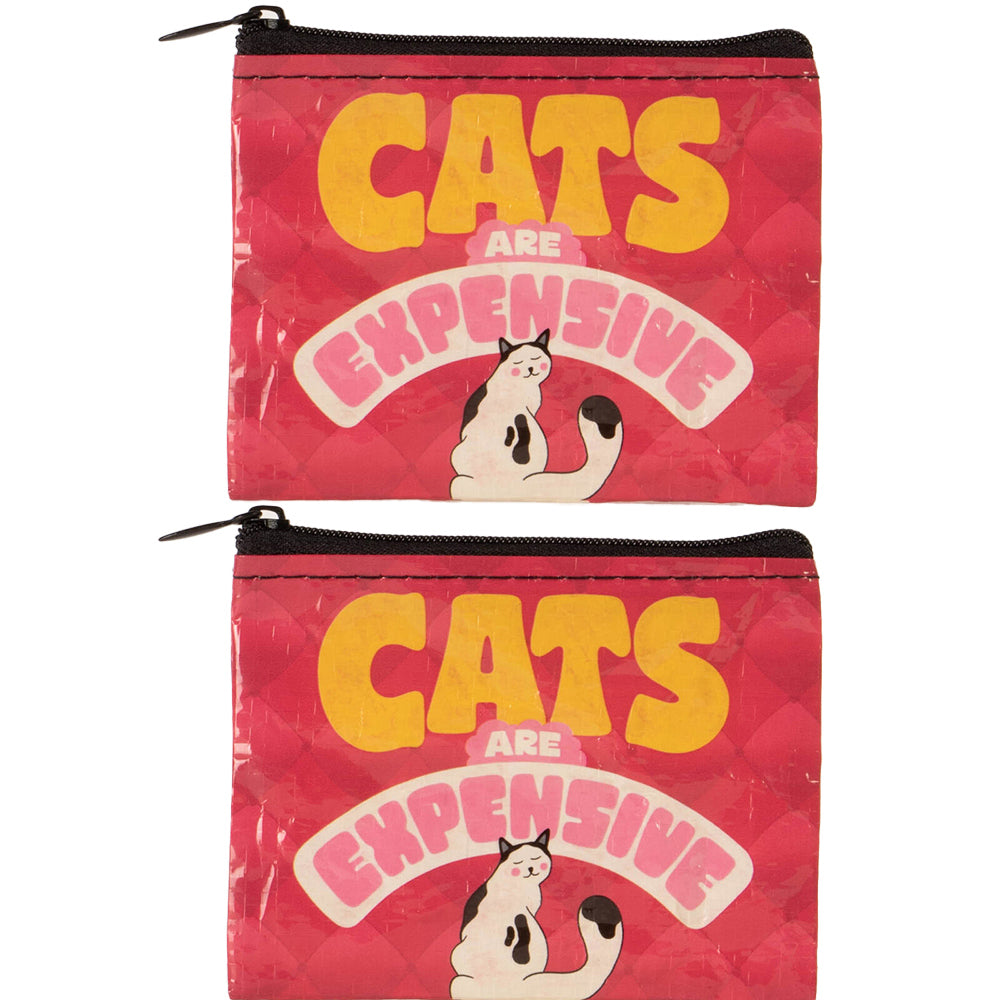 2x Blue Q Cats Are Expensive 10cm Coin Purse Money Pouch Wallet