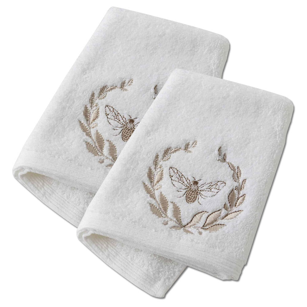 2x Pilbeam Living Bee 32x32cm Cotton Face Washer - White