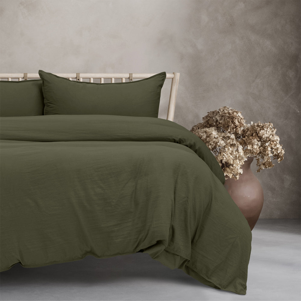 Ardor Boudoir Vintage Washed Bed Quilt Cover Set Khaki