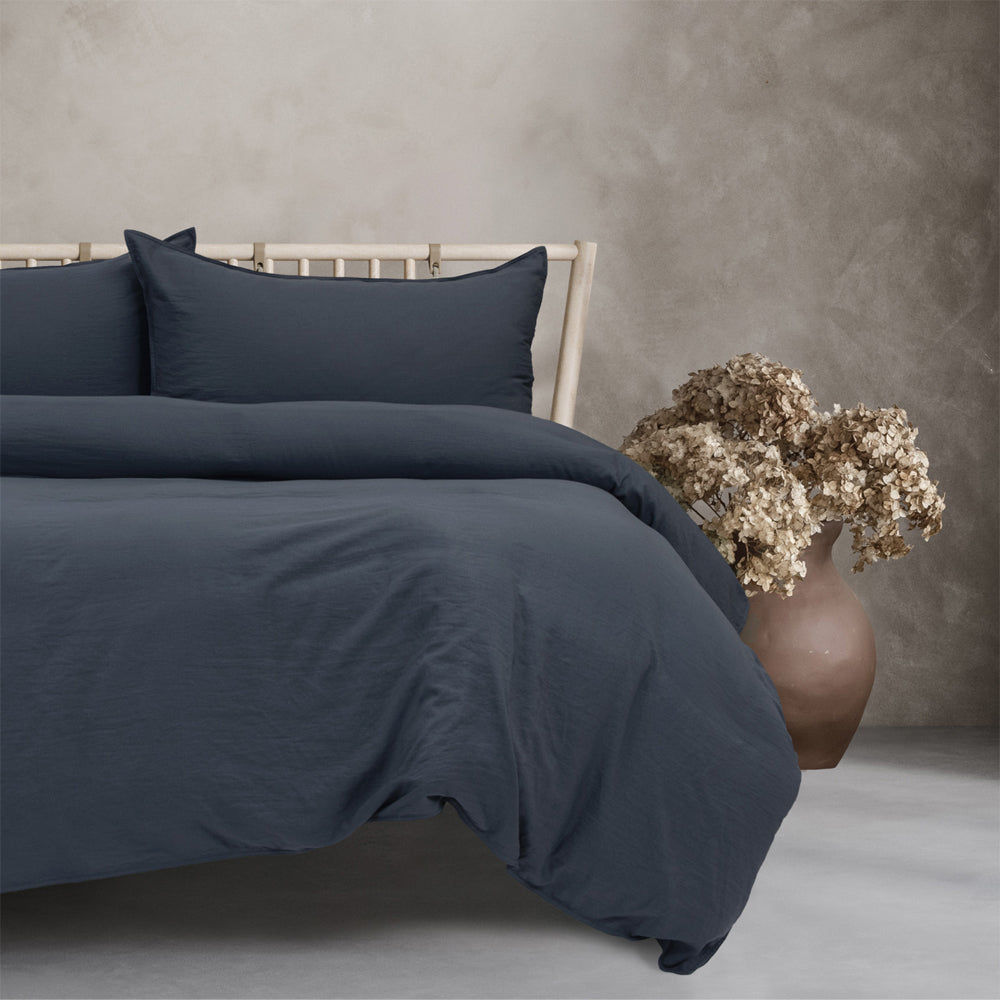 Ardor Boudoir Vintage Washed Bed Quilt Cover Set Navy