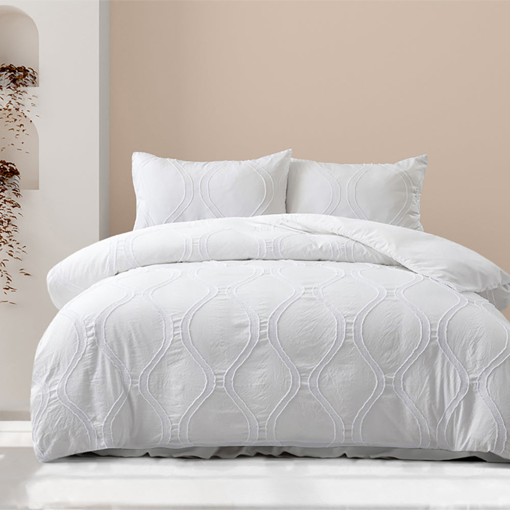 Ardor Boudoir Queen Size Lucy Mirco Tufted Quilt Cover Bedding Set White