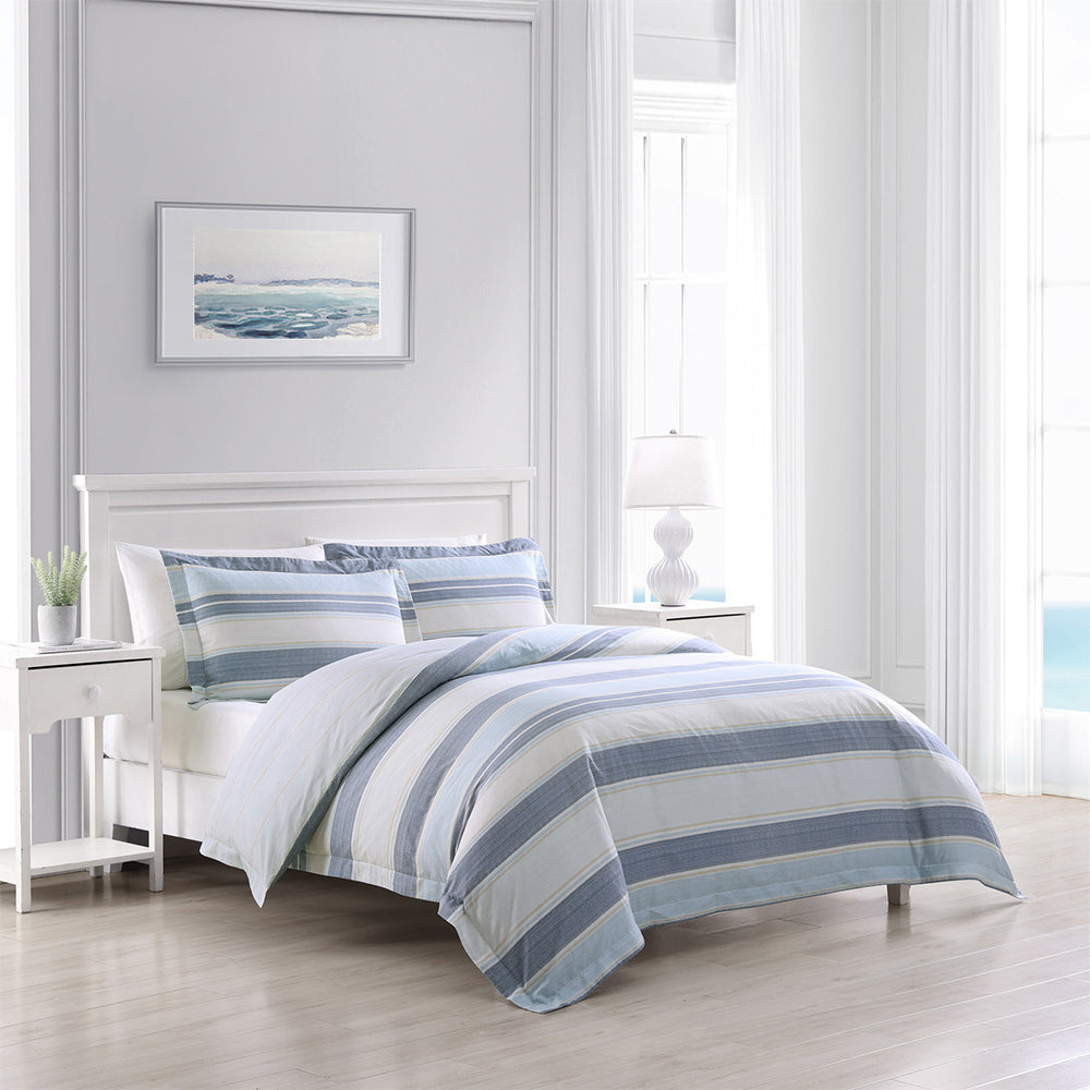 Tommy Bahama Super King Size Serenity Cotton Quilt Cover Bedding Set Blue