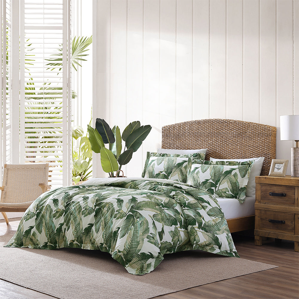Tommy Bahama Queen Size Fiesta Palms Cotton Quilt Cover Bedding Set Green