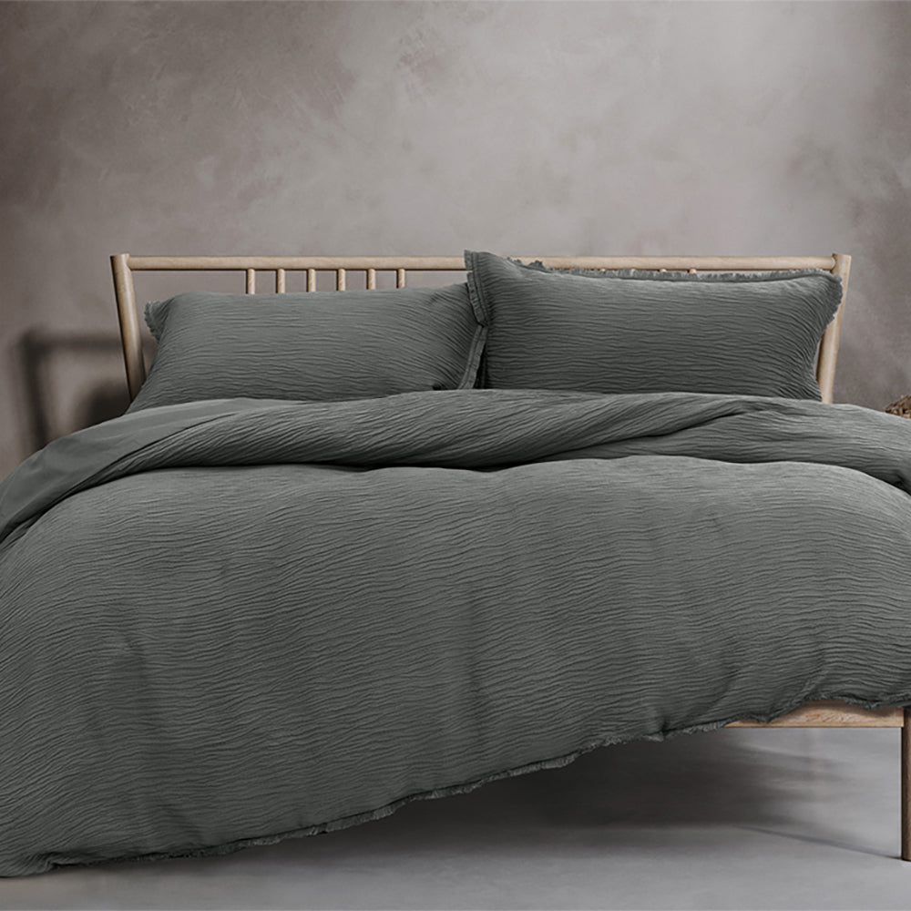 Ardor Boudoir Double Size Campbell Quilt Cover Bedding Set Charcoal