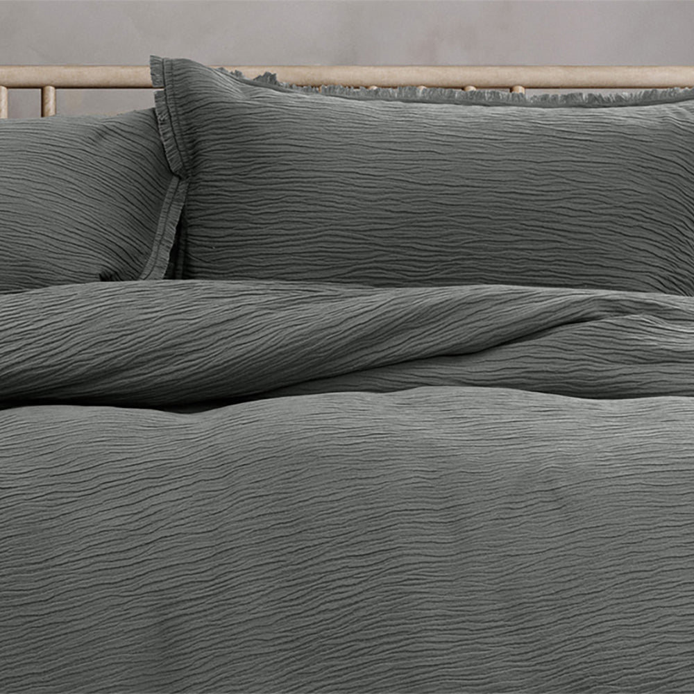 Ardor Boudoir Double Size Campbell Quilt Cover Bedding Set Charcoal