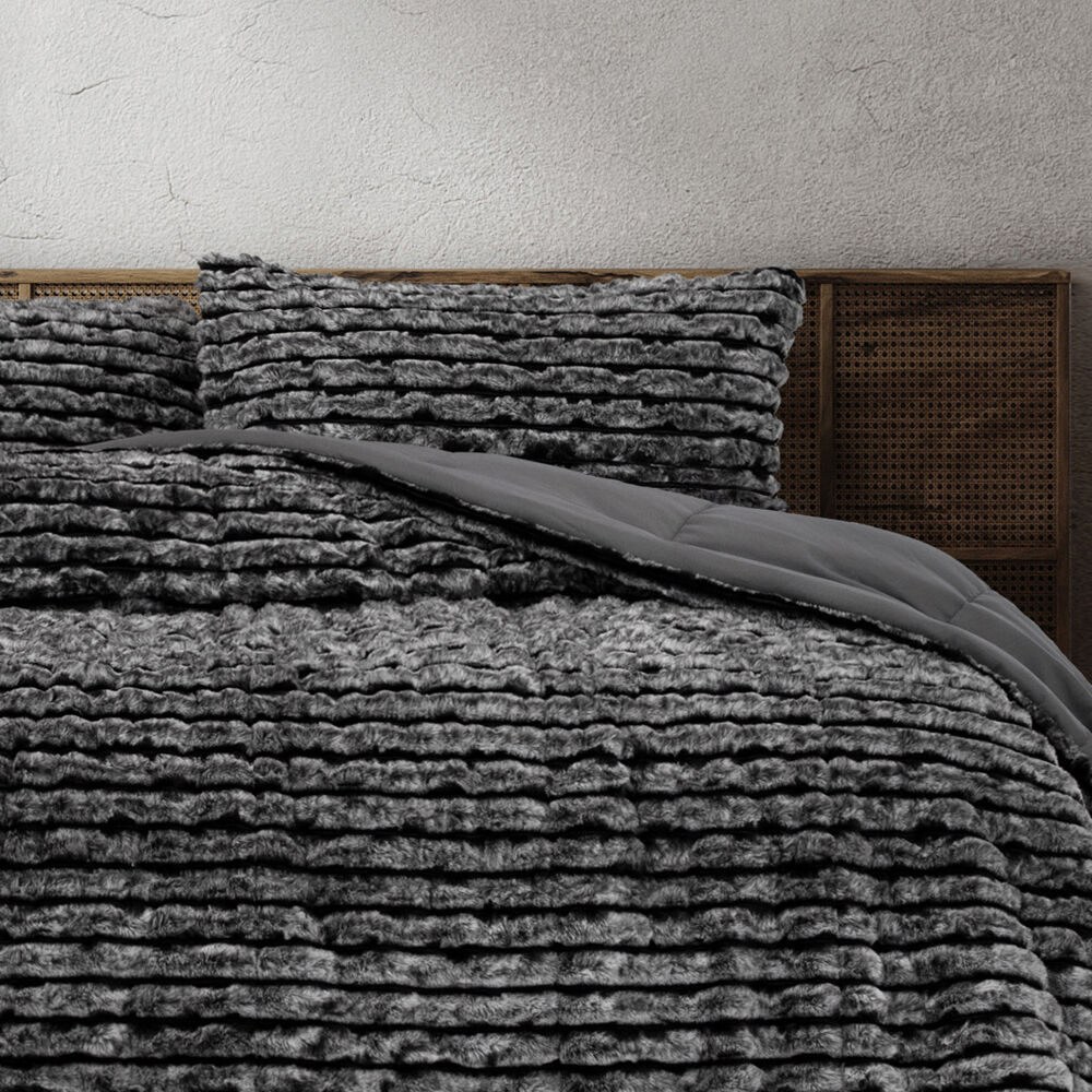 Ardor Boudoir Cole Quilt Cover w/ 2x Pillowcase Set - Ash