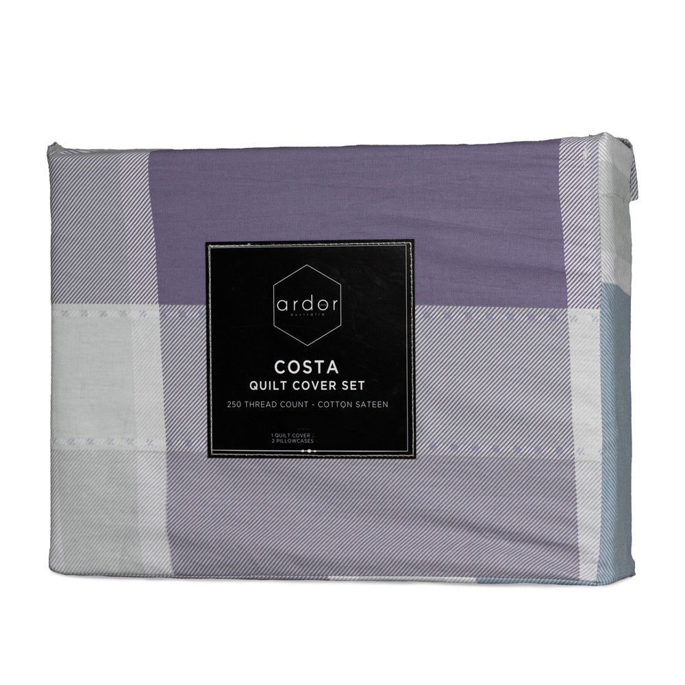 Ardor King Size Costa Cotton Quilt Cover Bedding Set Mauve
