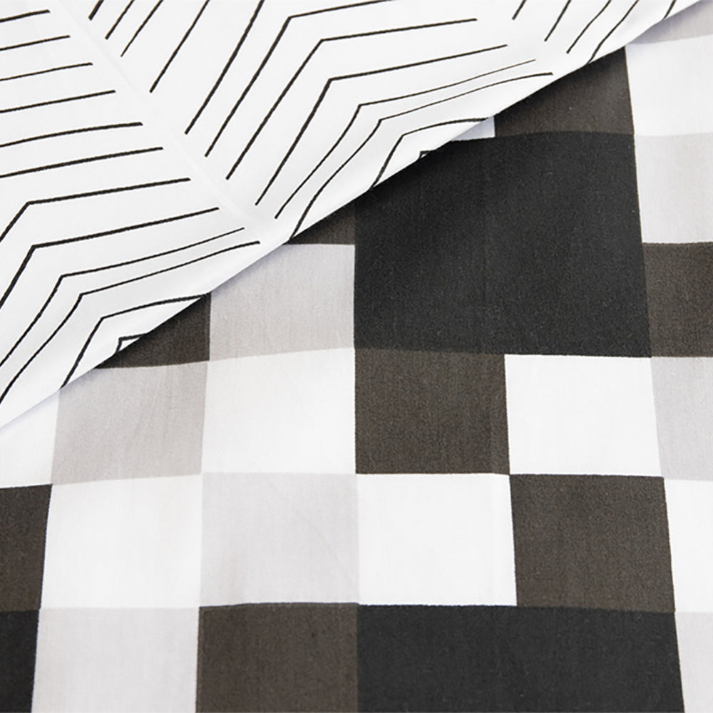 Ardor Single Size Emerson Cotton Quilt Cover Bedding Set Black