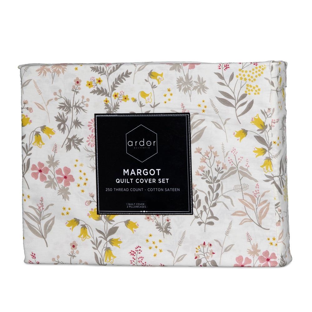 Ardor King Size Margot Cotton Quilt Cover Bedding Set Soft Pink