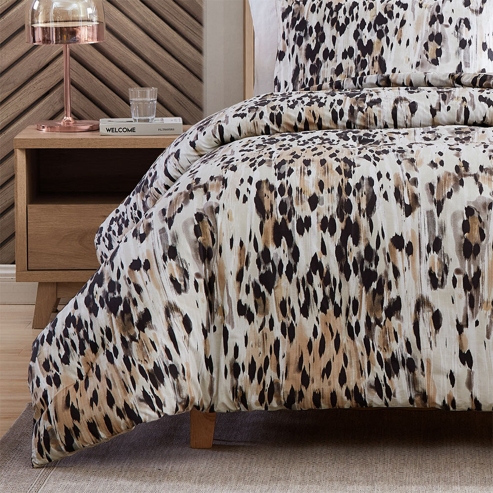Kenneth Cole Queen Leopard Print Cotton Quilt Cover Bedding Set