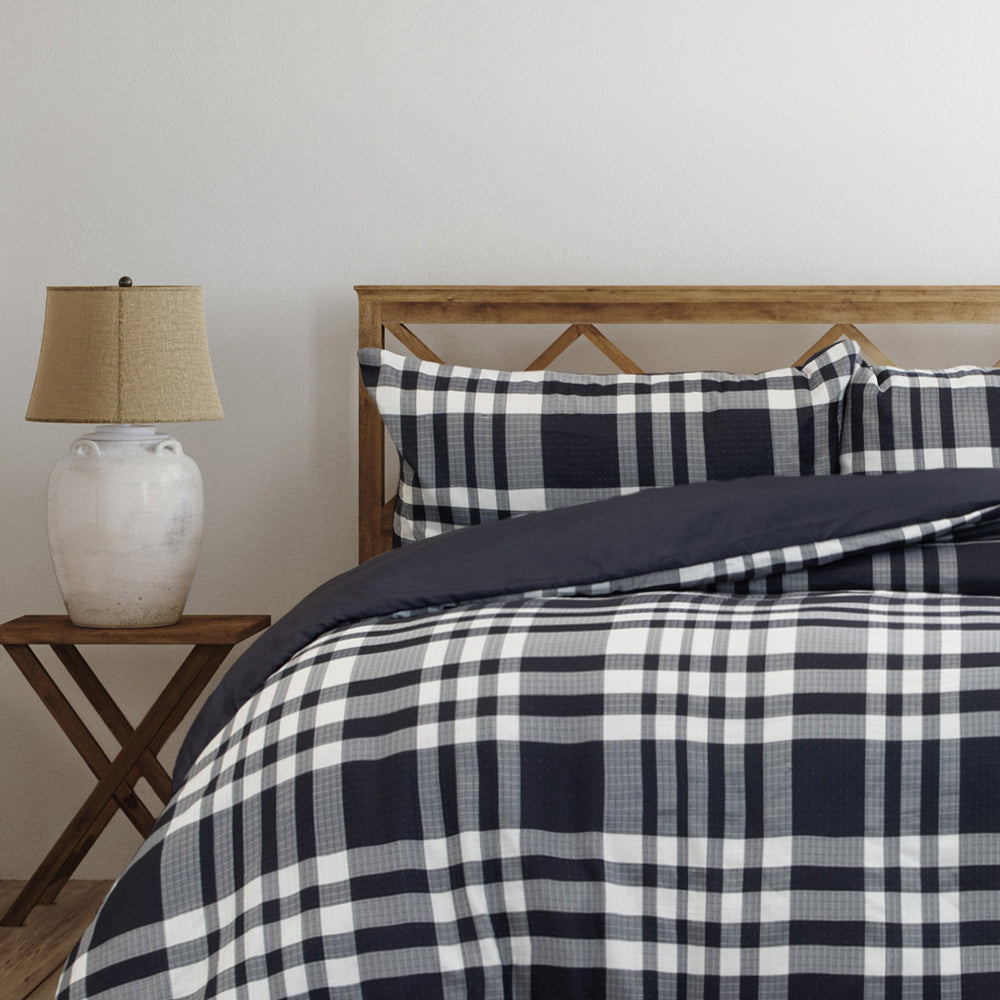 Ardor Boudoir Ronan Yarn Jacquard Polyester Quilt Cover/Set Set Navy