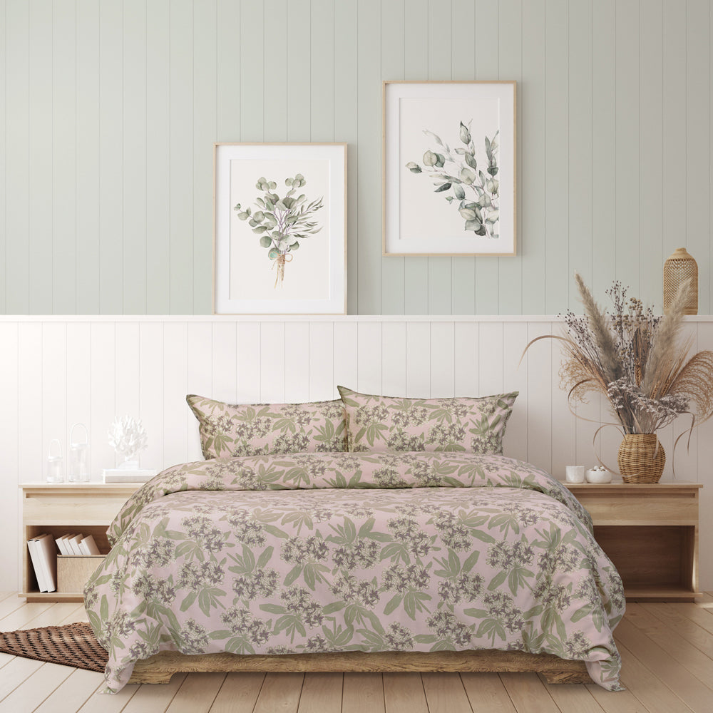 Ardor Boudoir Jasmine Cotton 250TC Quilt Cover Set Elderberry