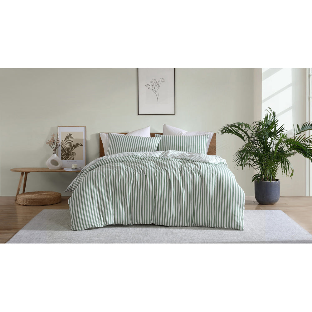 Ardor Boudoir Frankie Stripe Quilt Cover Set Sage