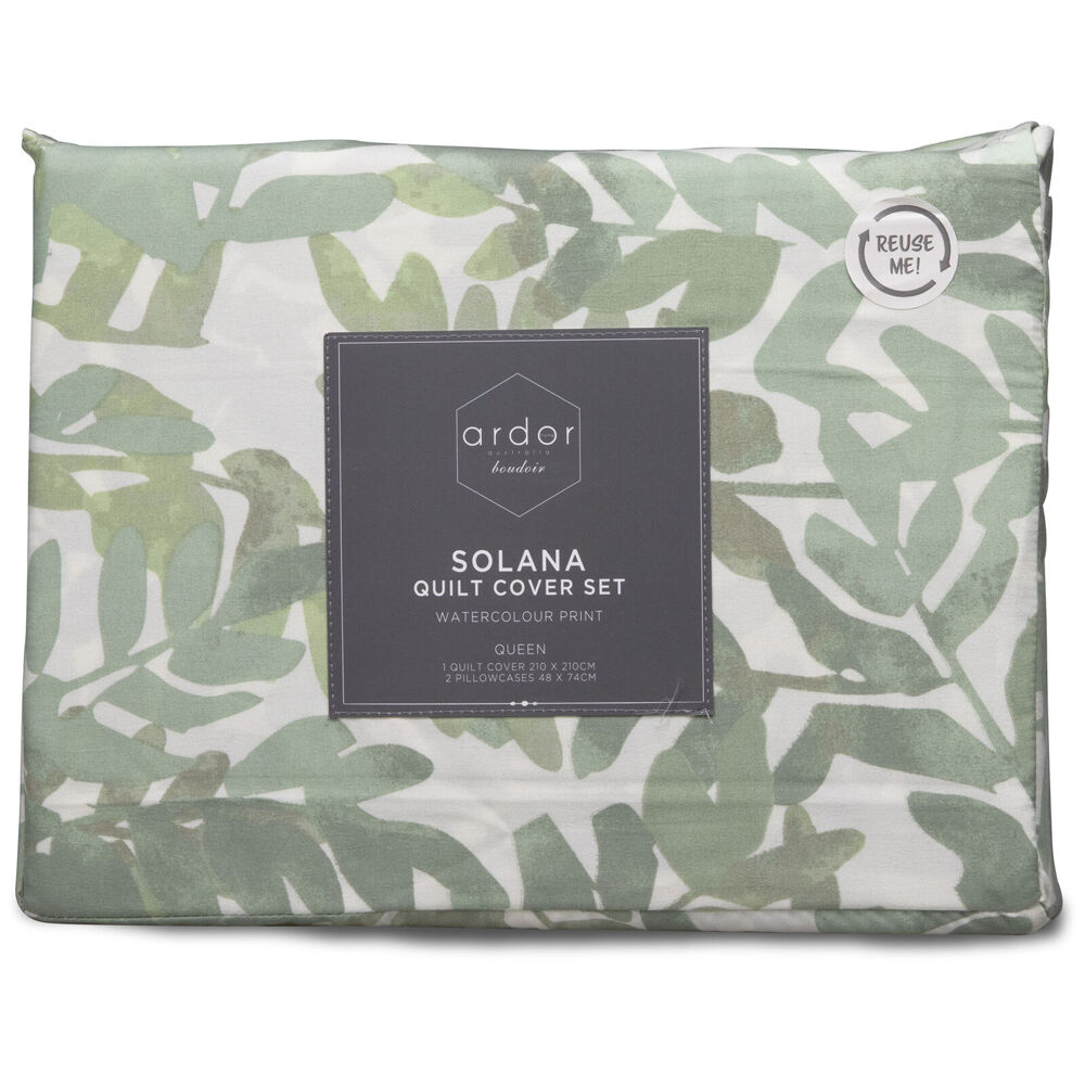 Ardor Boudoir Solana Microfibre Quilt Cover Set Sage