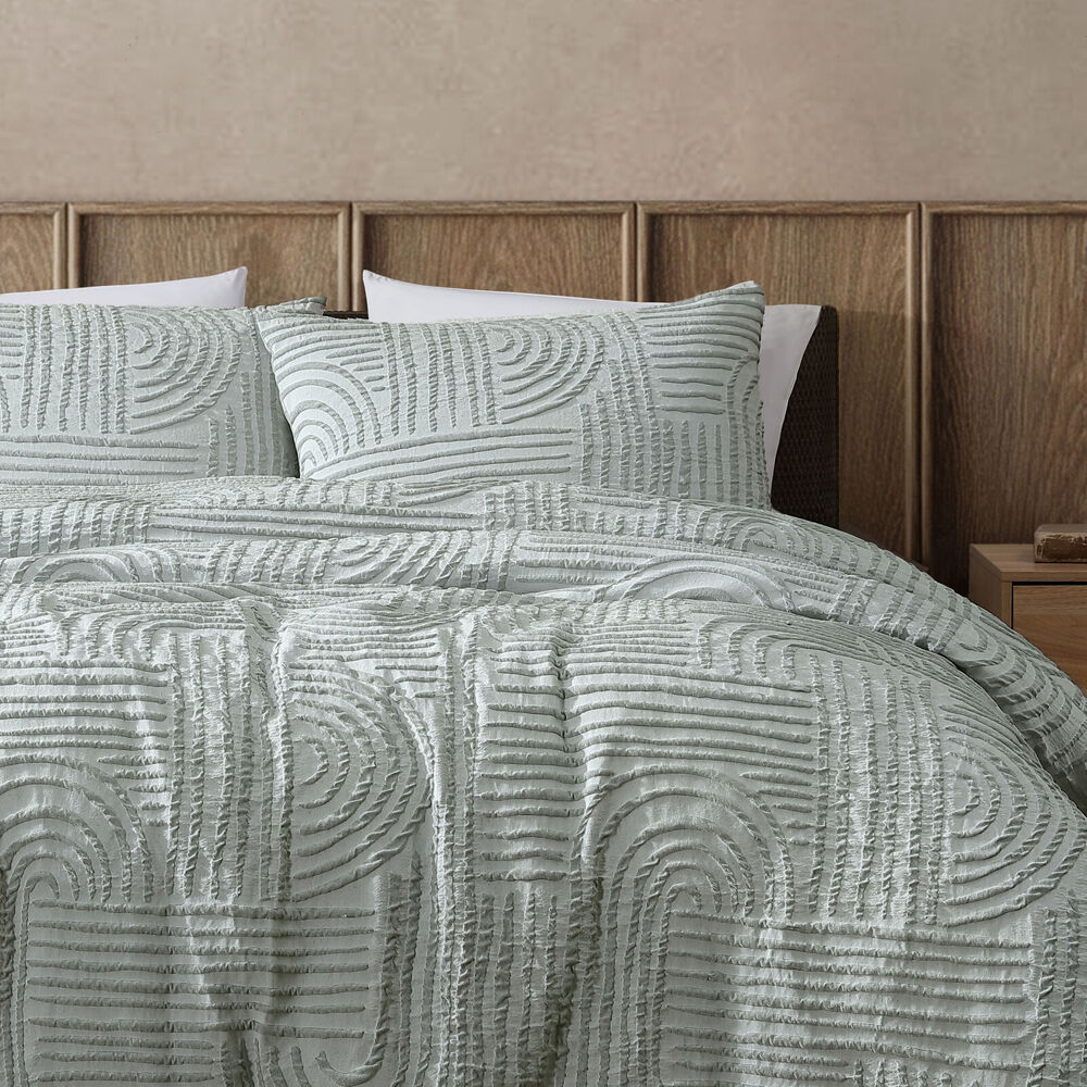 Ardor Boudoir Kiewa Jacquard Quilt Cover w/ Pillowcase Set - Sage