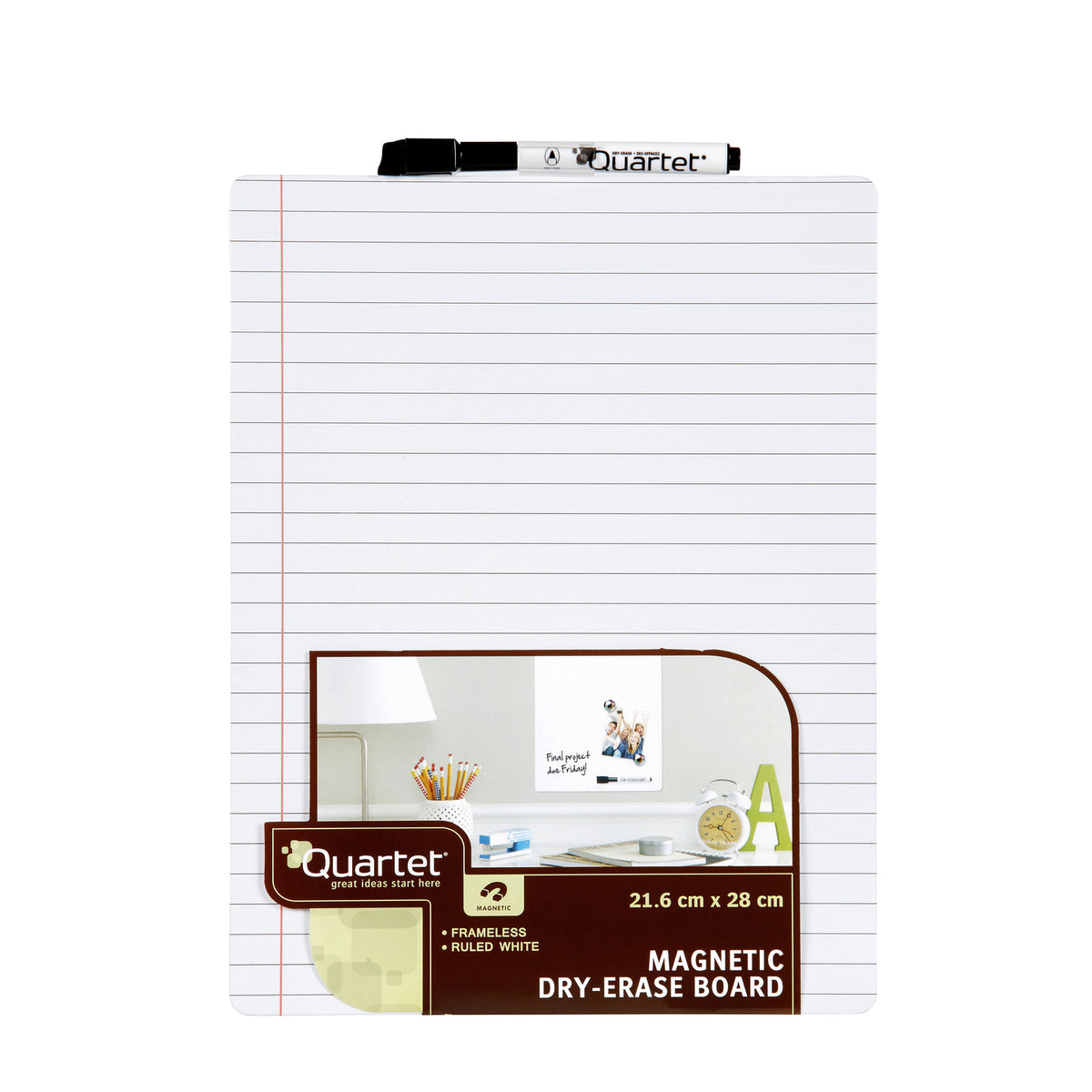 Quartet Magnetic 21.6x28cm Ruled Whiteboard Tile Dry-Erase Board
