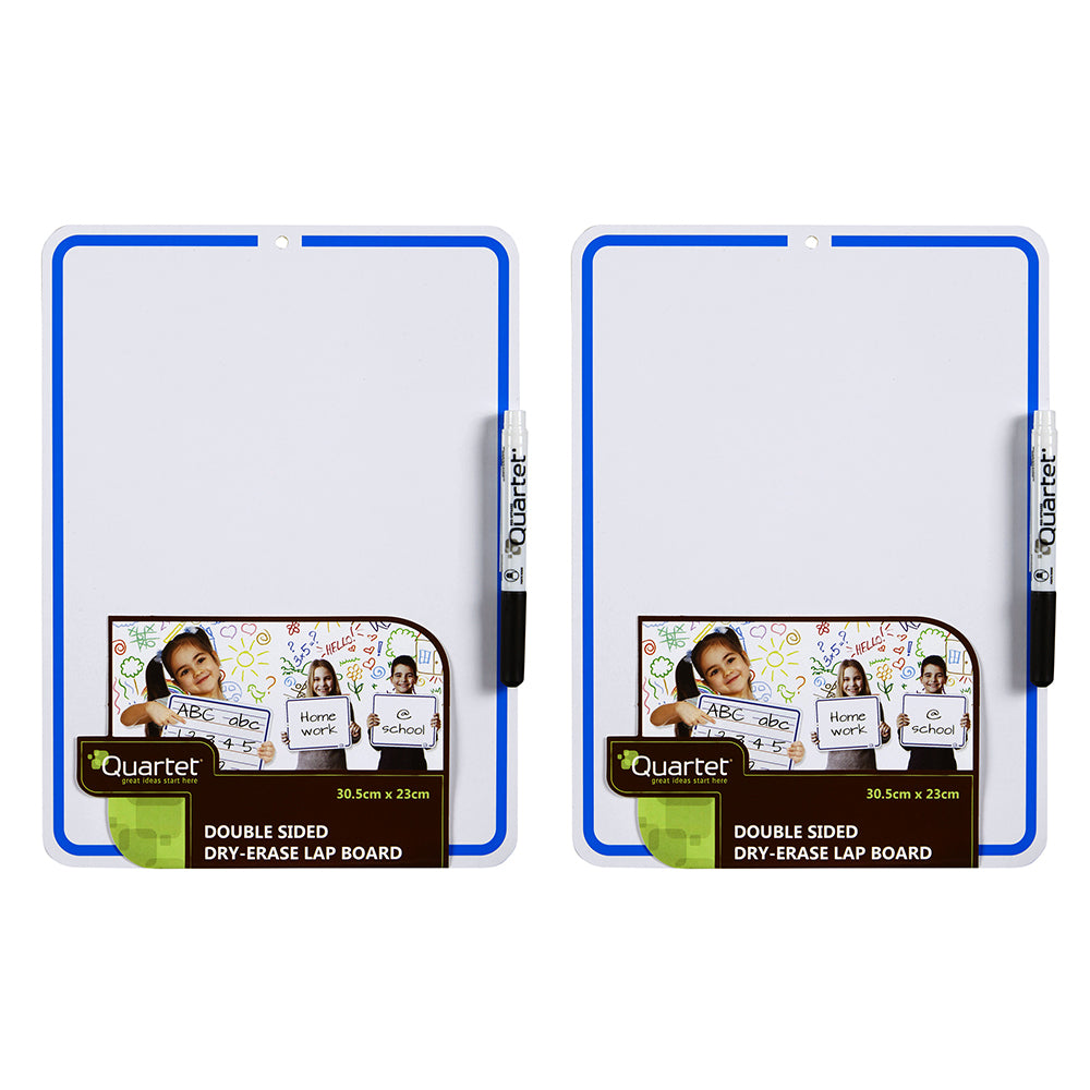 2PK Quartet 2-Sided Non-Magnetic 23x30.5cm Writing Lap Board w/ Marker - White