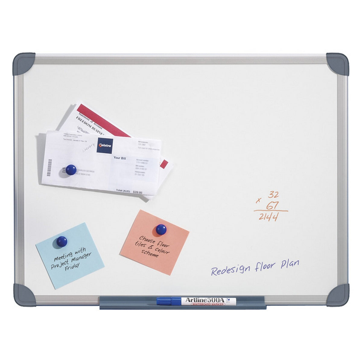 Quartet Commercial 60x90cm Magnetic Whiteboard w/ Marker