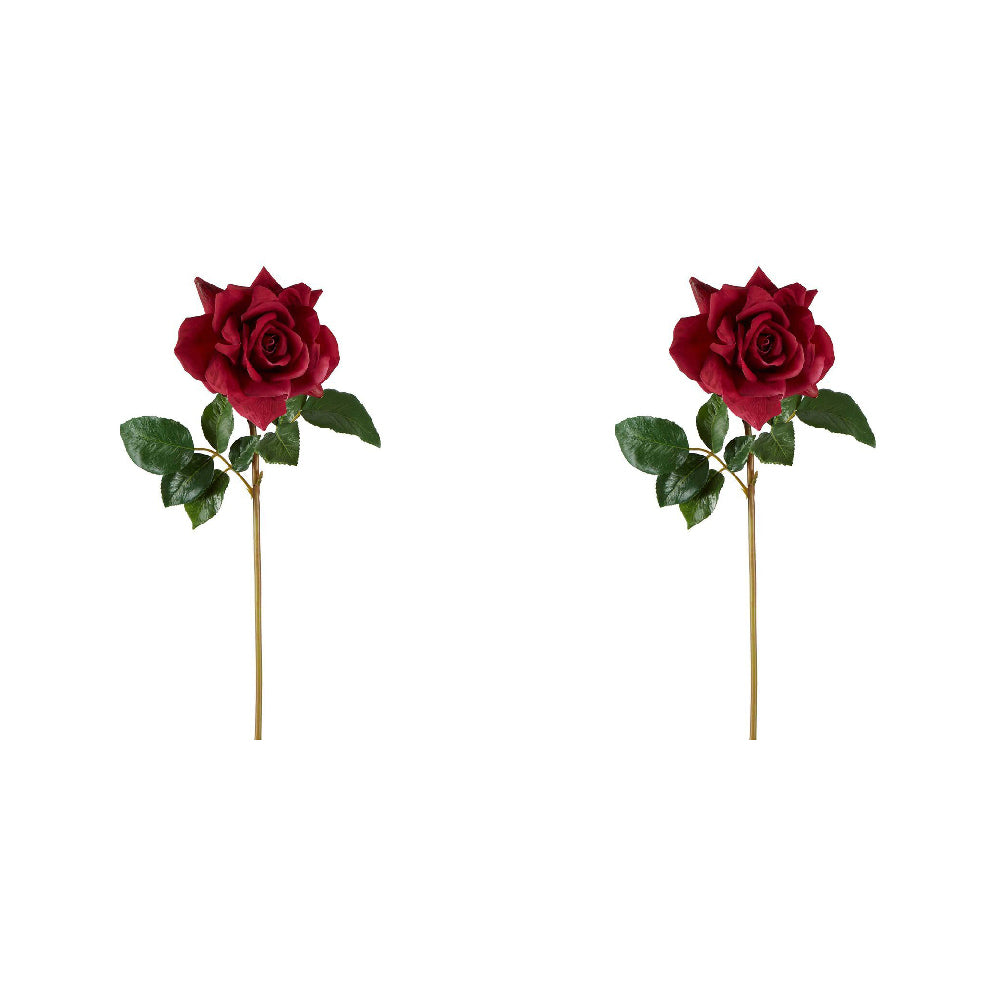 2PK Belle Rose True Touch Stem Artificial Flower 50cm - Plum