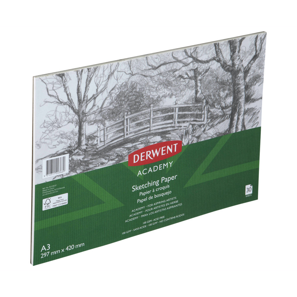 Derwent Academy Art Craft Sketch Paper Pad A3 Portrait 30 Sheet 5PK