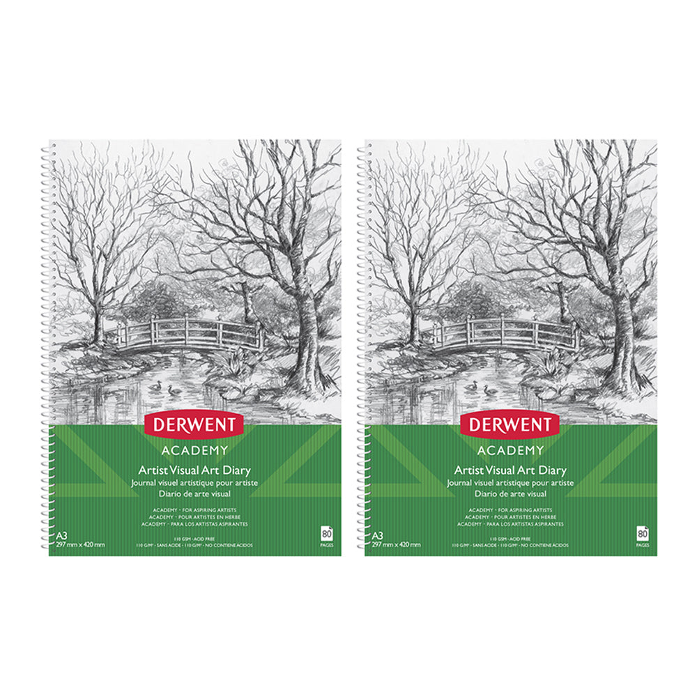 Derwent Academy Art Craft Visual Diary A3 Portrait Orientation 80pg 2PK