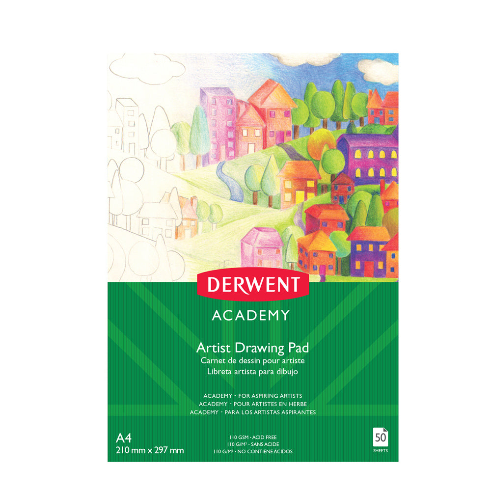 Derwent Academy Art Craft Drawing Paper Pad A4 Portrait 50 Sheet 5PK