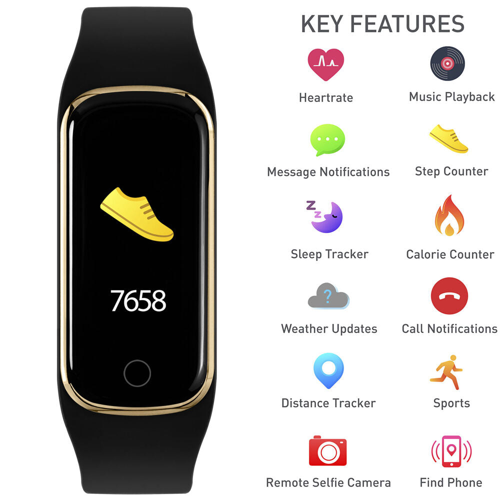 Reflex Active Series 08 Slimline Sports Fit Smart Watch Band- Gold & Black