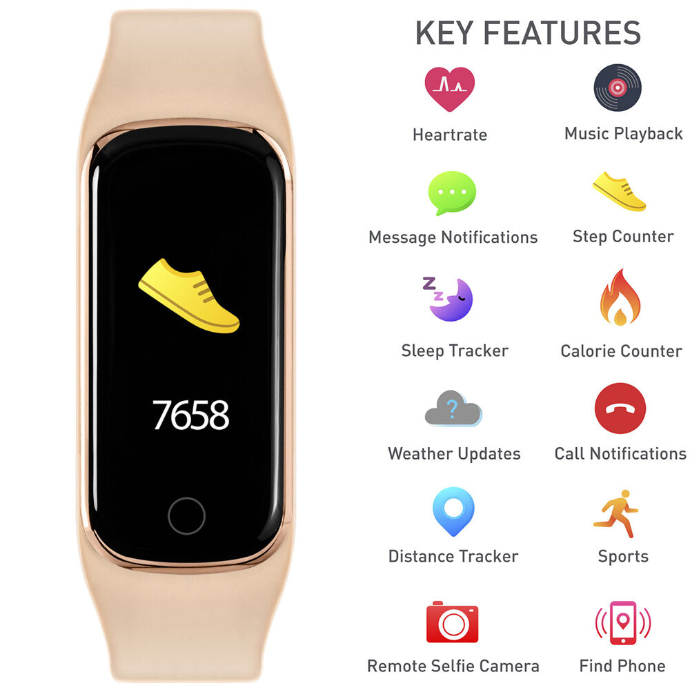 Reflex Active Series 08 Slimline Sports Fit Smart Watch Band- Gold & Pink