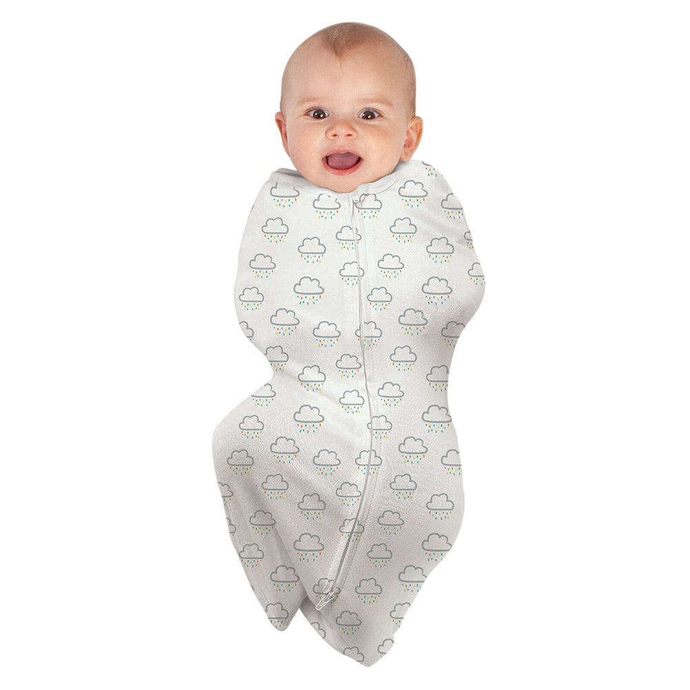 Baby Studio Swaddle Pouch Organic Cotton 1.0 Tog Clouds Size Large