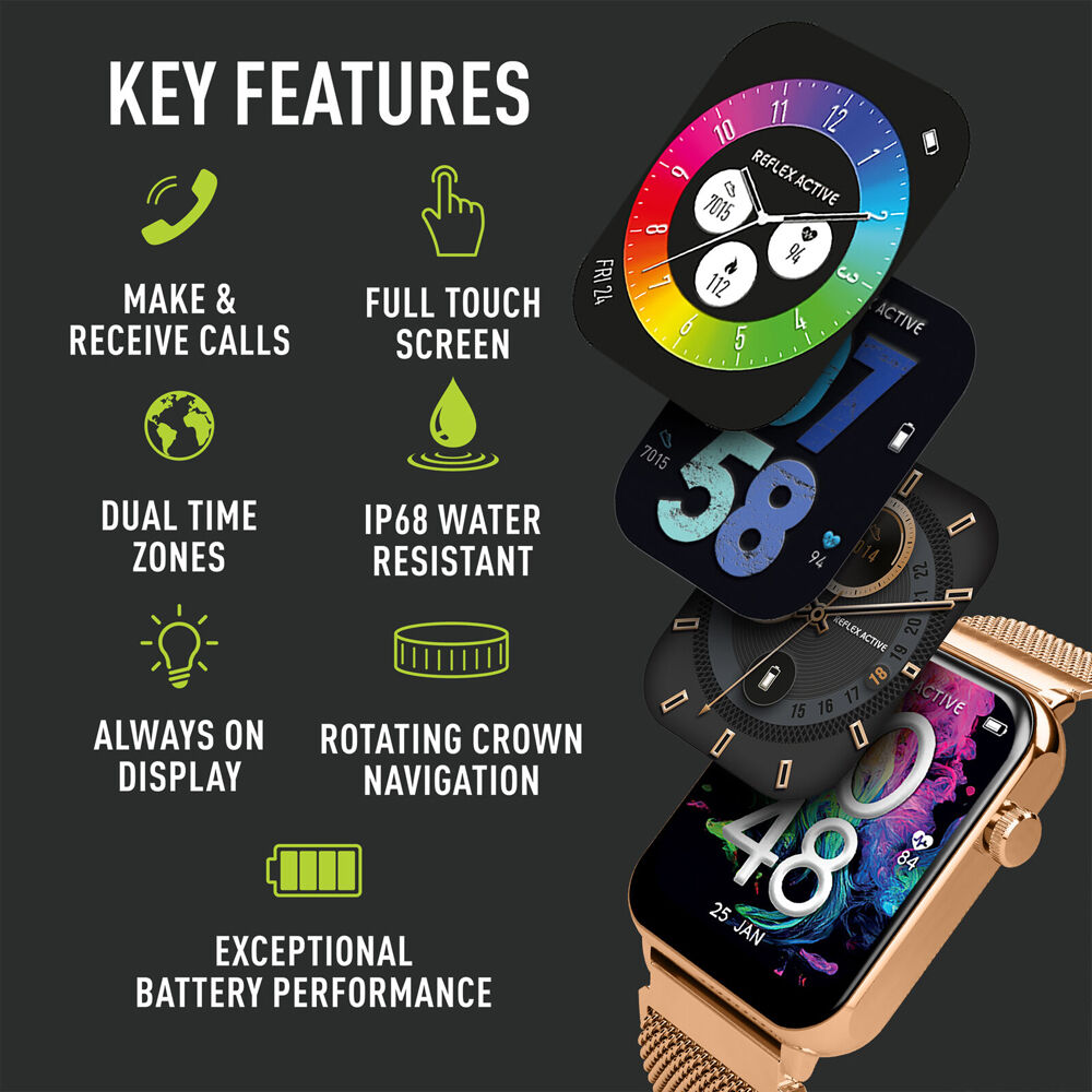 Reflex Active Series 30 Amoled Smart Watch with Rose Gold Case and Mesh