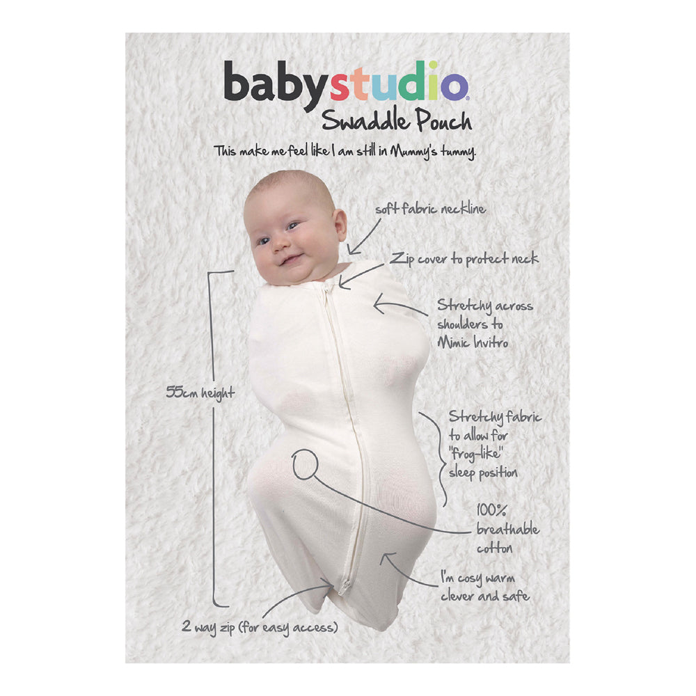 Baby Studio Swaddle Pouch Breathable Bamboo Dusty Pink Size 0-3m Small