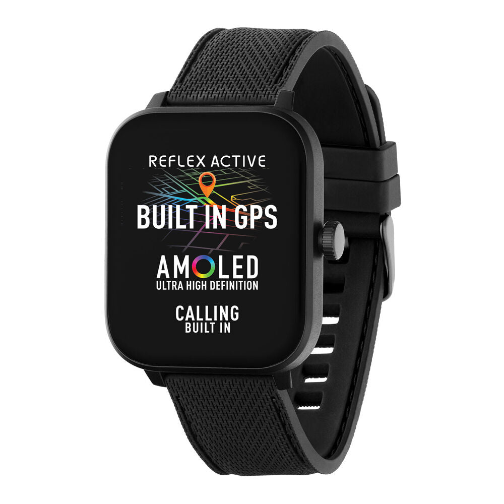 Reflex Active SERIES 44 Amoled GPS Smart Watch with Black Silicone Straps